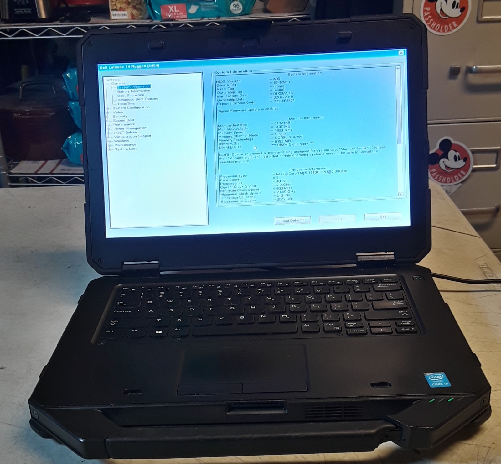 AS IS PARTS Dell Latitude 14 Rugged 5404 Laptop 14"  POWERS ON AND GOES TO BIOS