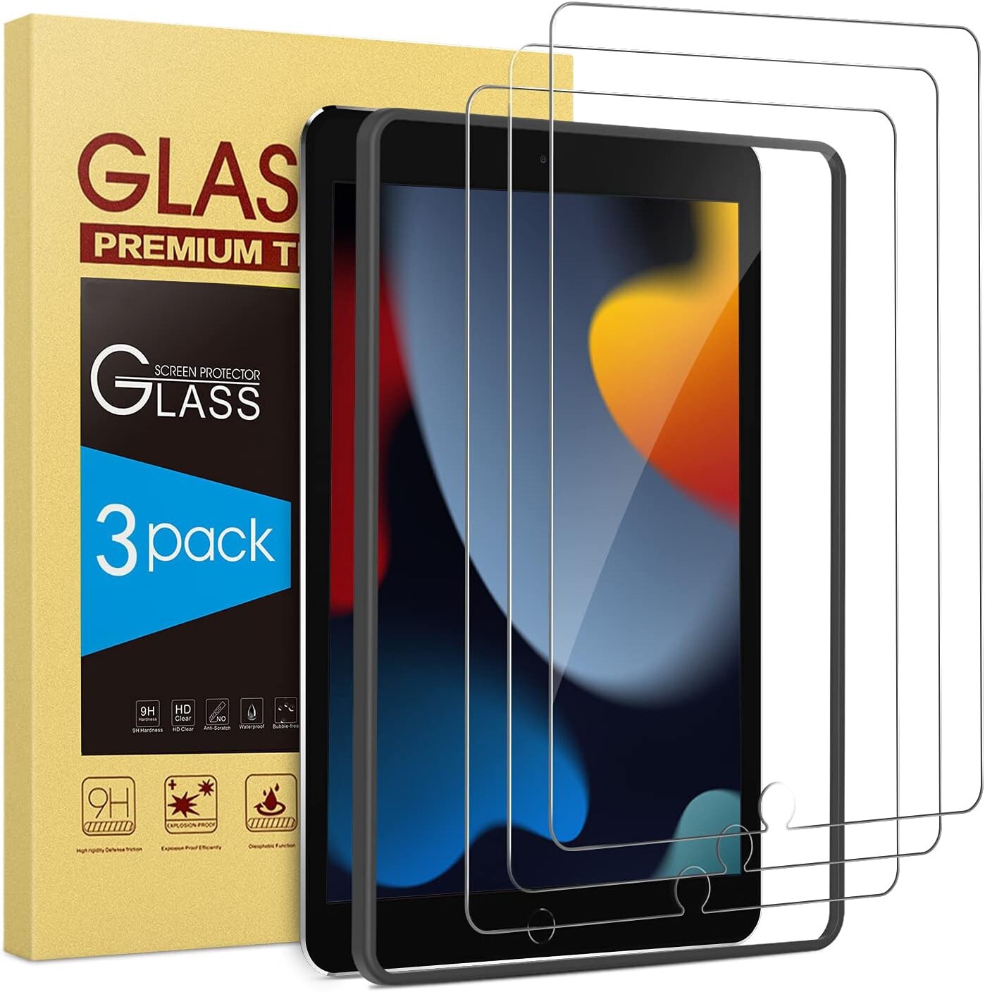 3-Pack HD Tempered Glass Screen Protector For Apple iPad 10.2 7th 8th 9th Gen