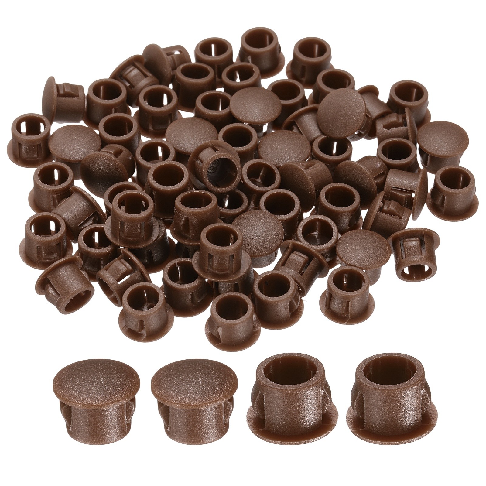 100-PackBrown Hole Plugs, 8mm / 0.31 Inch Plastic Hole Cover Panel Plugs