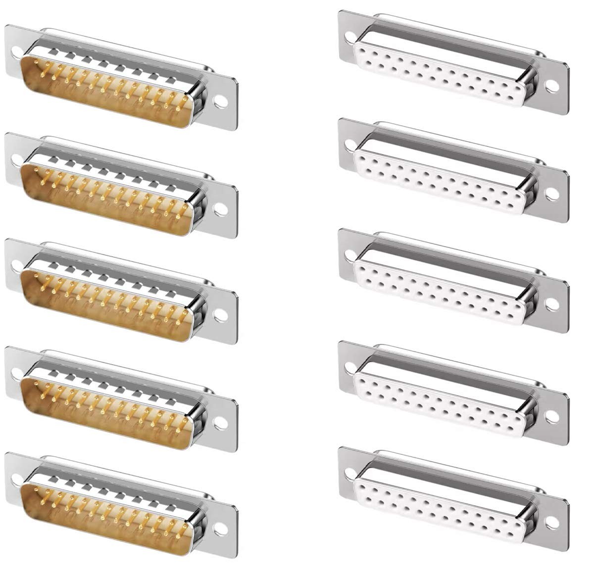 10 PCS DB25 RS232 DSUB Serial Solder Cup Connectors Gold Plated Joints