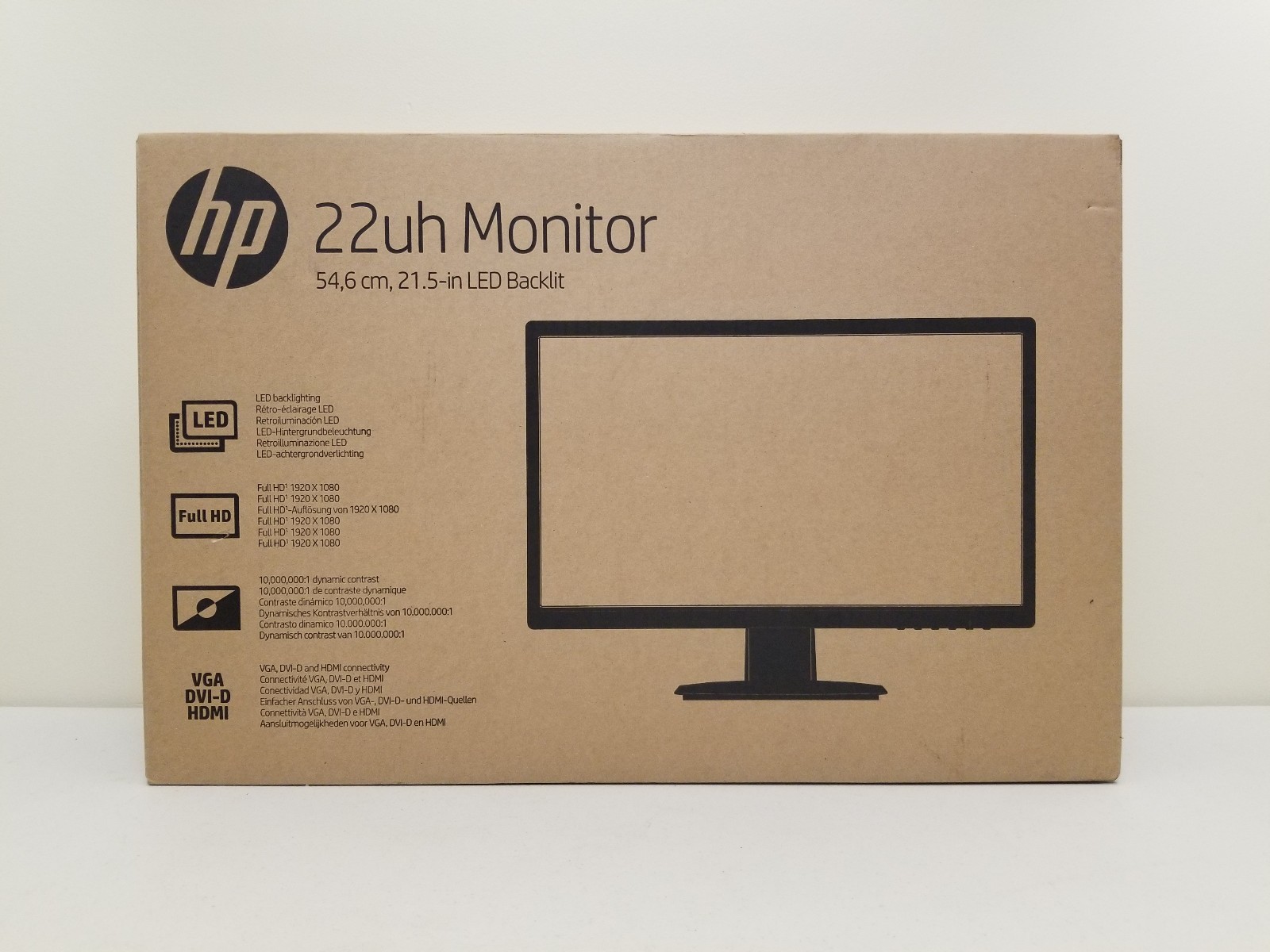 HP 21.5in. LED Backlit LCD 1080p Monitor (22uh Model) - Black - NEW