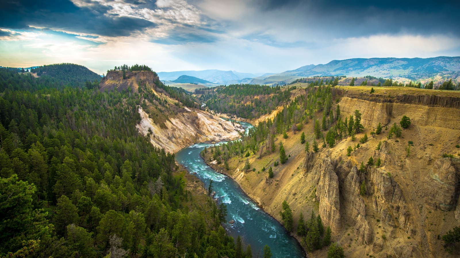 Landscape yellowstone national park river nature usa Custom Gaming Mat Desk
