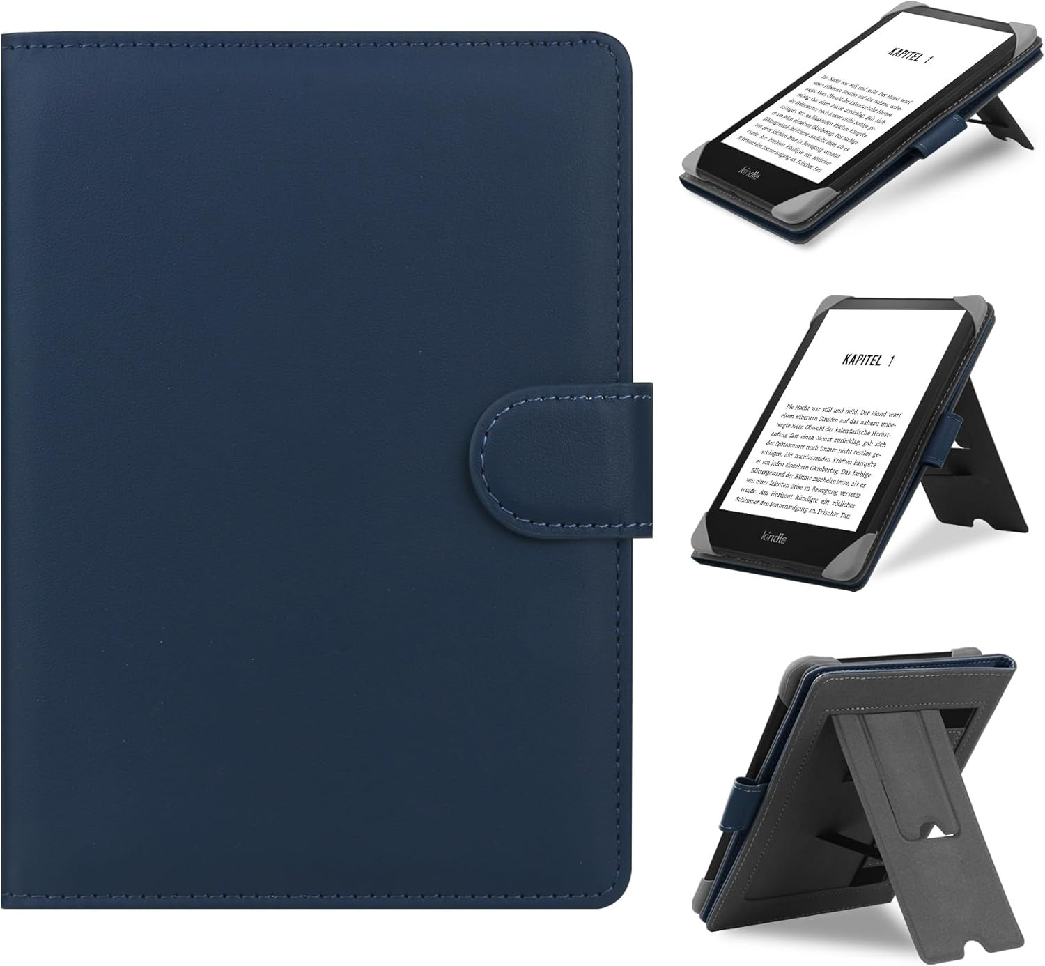 Universal E Reader Case 6 to 6 8 Inch Stand Cover with Hand Strap Navy Protectiv