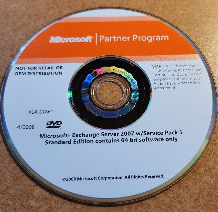 Microsoft Exchange Server 2007 w/ Service Pack 1 Standard Edition 64-bit + KEY