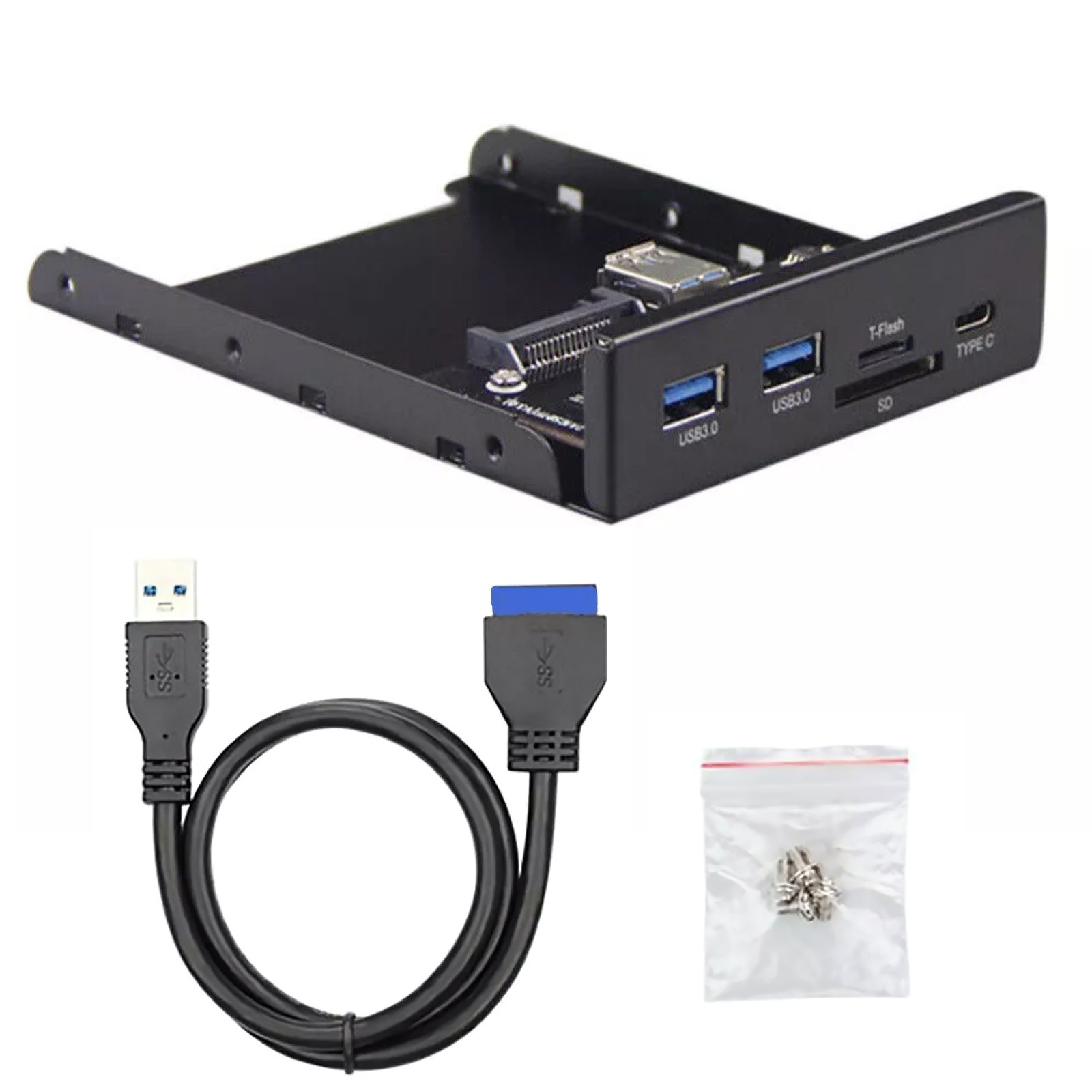 Front Panel 5Gbps USB 3.0 Ports 3.5" Open Bay Space Computer Mainframe DIY Part