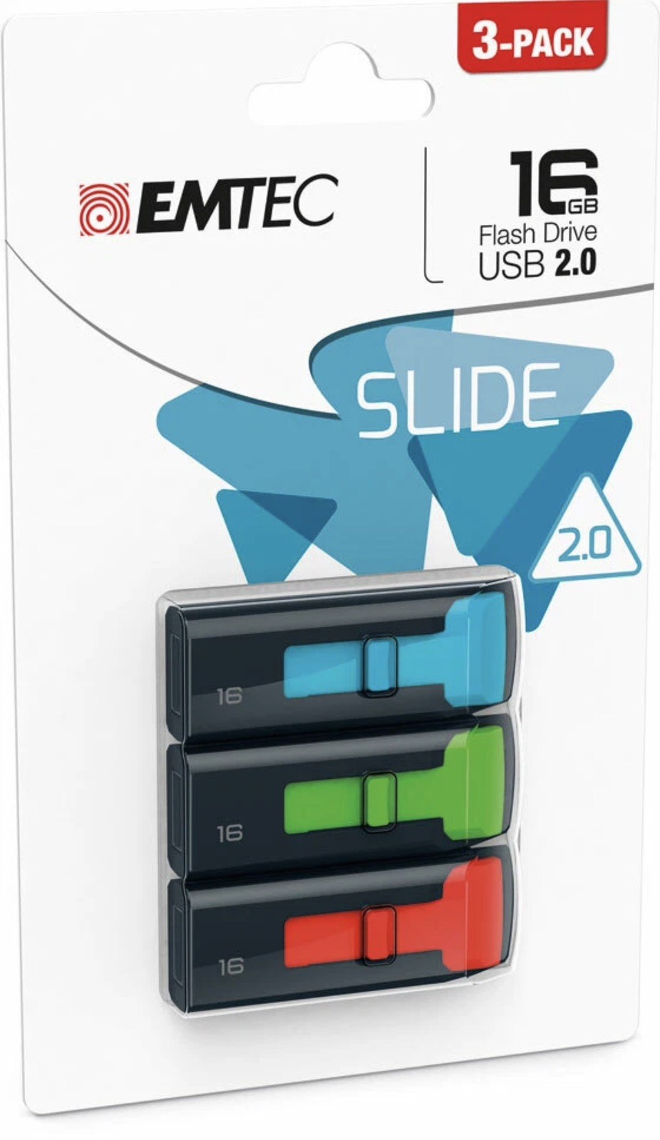 EMTEC Slide 16GB USB 2.0 3-Pack Flash Drives