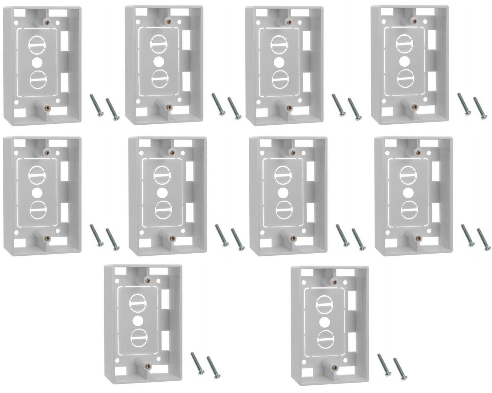 10 PCS Single Gang Surface Mount Outlet Backbox Junction Wire Wall Plate Box