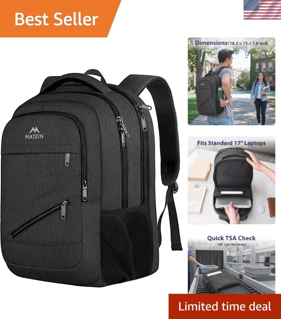 Elegant Water-Resistant 17-Inch Laptop Backpack - TSA Approved Travel Companion