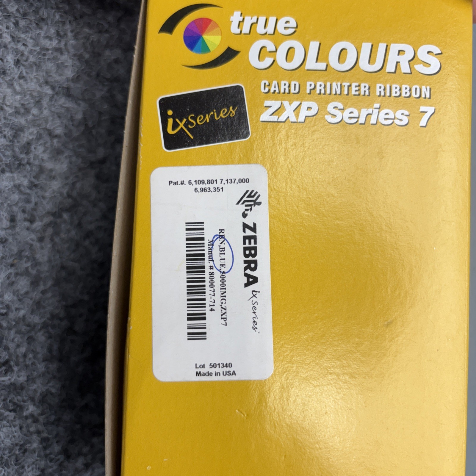 Zebra 800077-714 ZXP Series 7 Monochrome Blue High Capacity Ribbon–5000 Prints