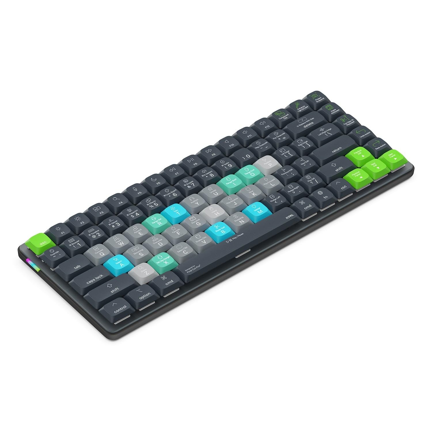 JCPAL Dash Final Cut Pro Keyboard Wireless Shortcut Keyboard for Mac/PC