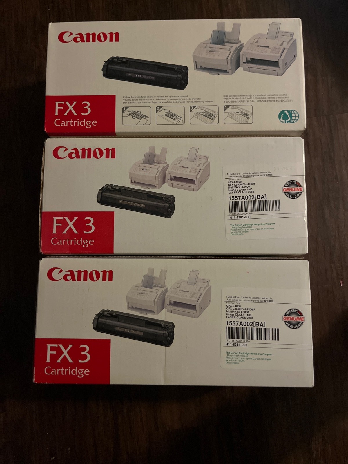 03 Genuine OEM Canon 1557A002BA, FX3 Black Toner Cartridge For LaserClass 2050P