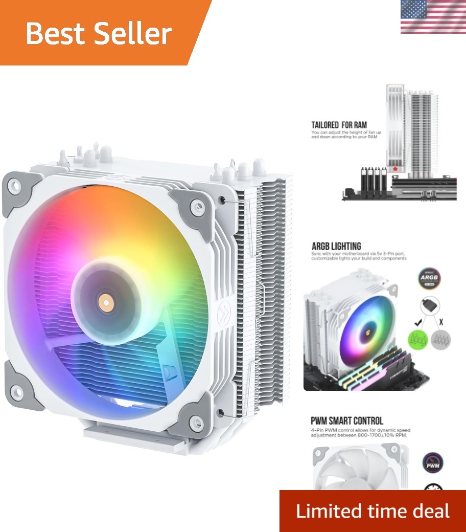 Compact V5 Aluminum CPU Air Cooler with PWM Control & 52 CFM Airflow