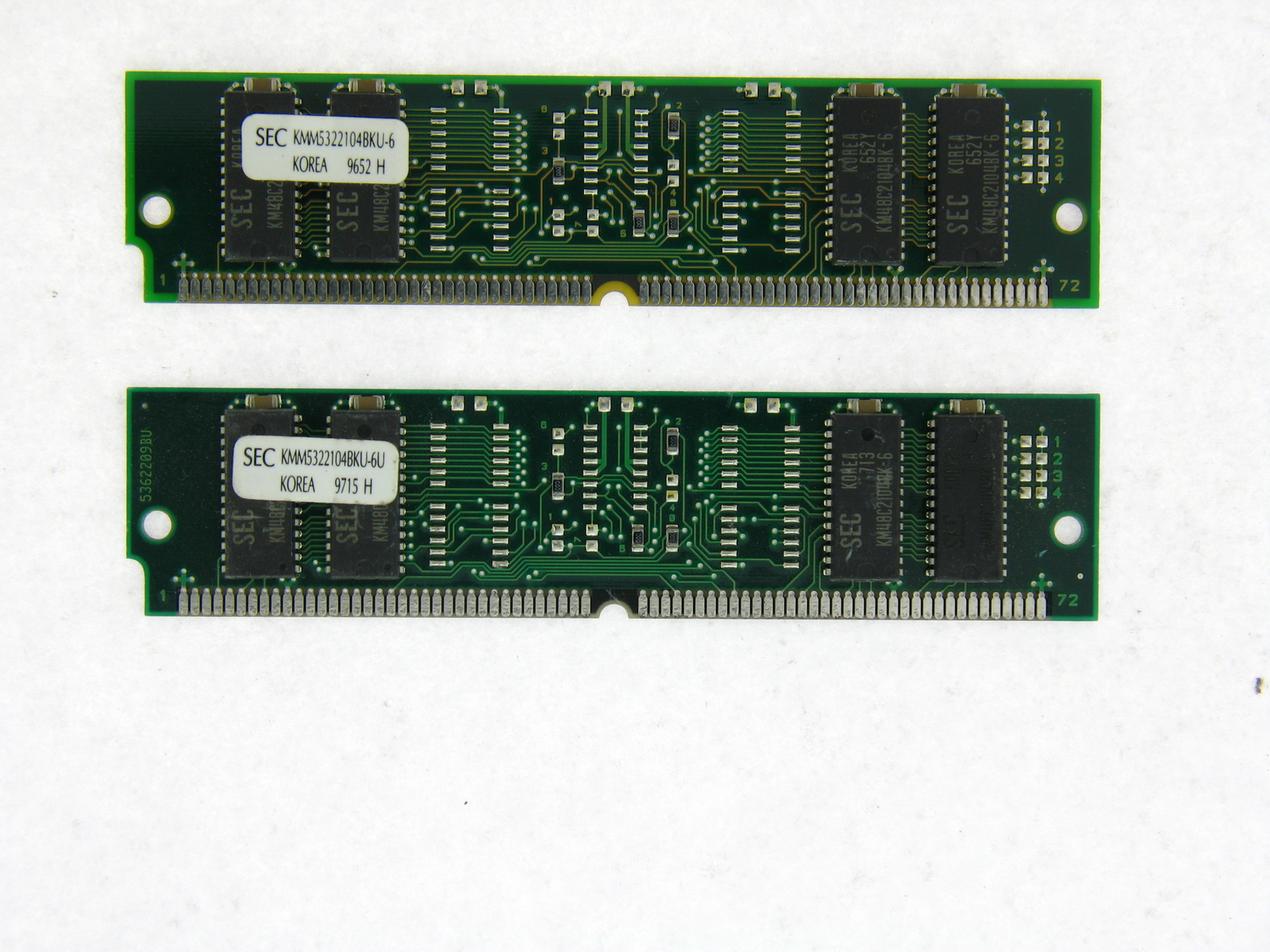 2x 8MB 72-Pin 60ns EDO Non-Parity 2Mx32 RAM SIMM KMM5322104BKU-6