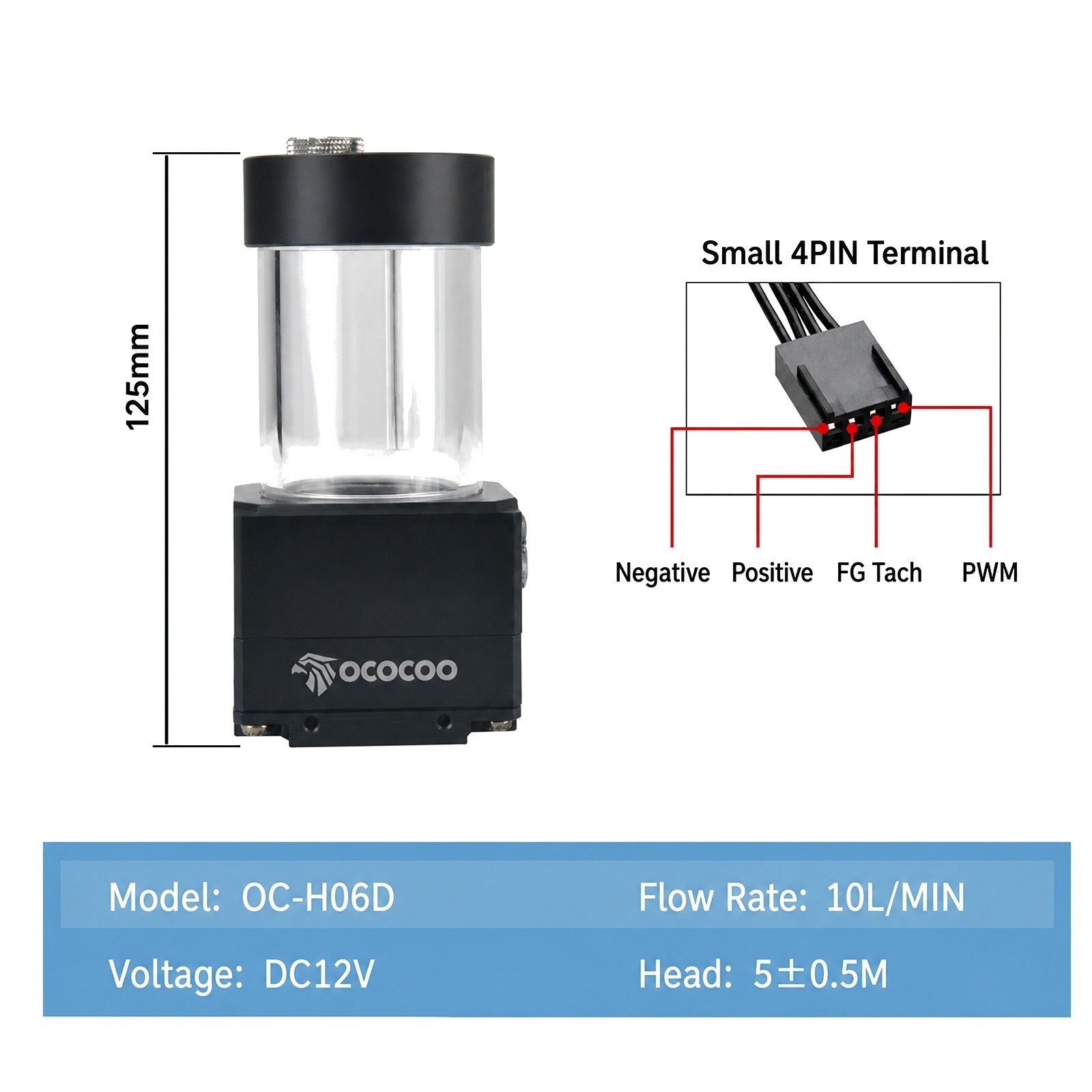12V Water Cooling Pump Reservoir Combo G1/4 10L/min for PC 3D Printer