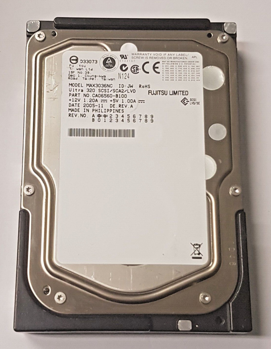 36GB Fujitsu MAX3036NC 15K Ultra320 SCSI 80-Pin SCA2 LVD 8MB 3.5" Hard Drive