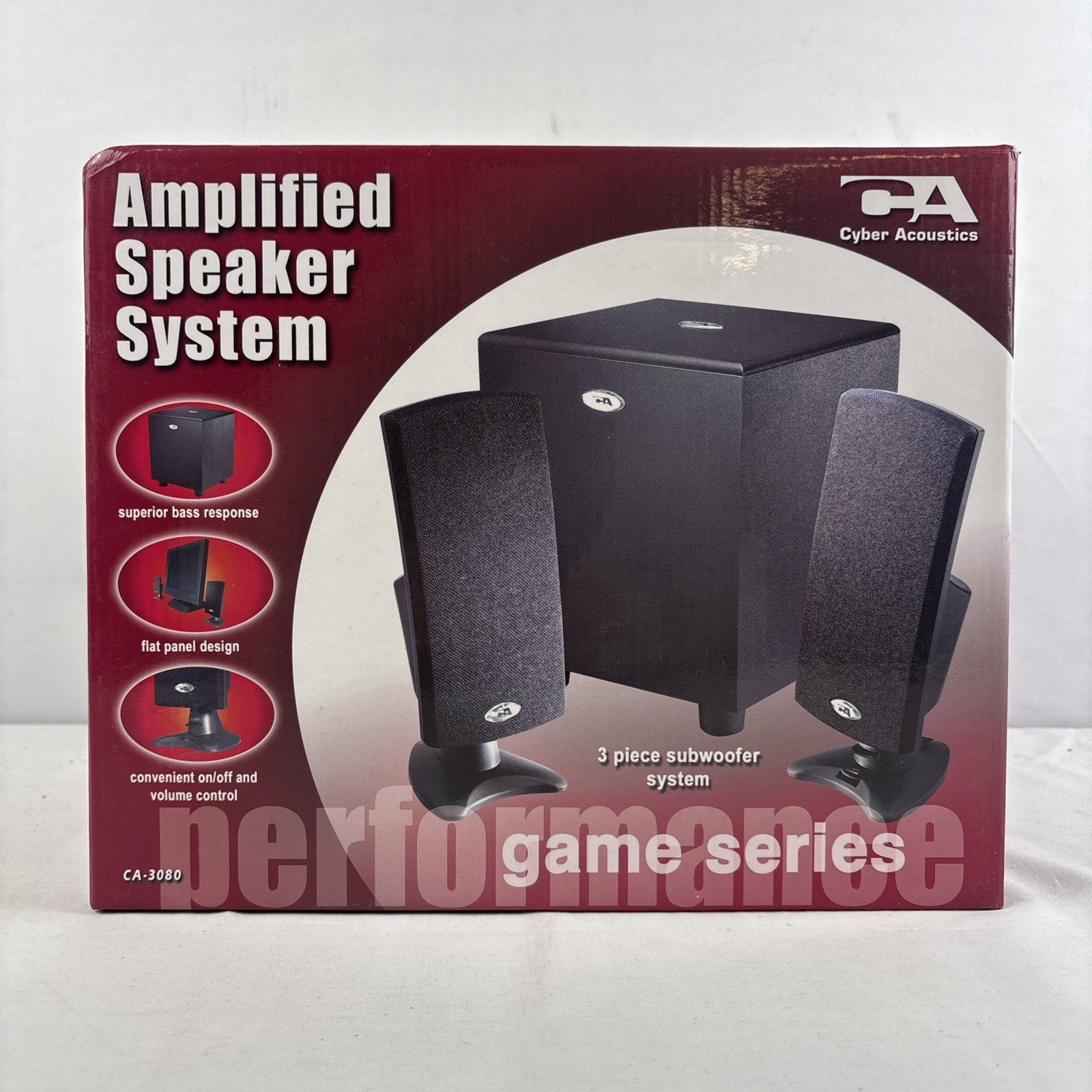 Cyber Acoustics Amplified Speaker System Game Series CA-3080 Black New In Box
