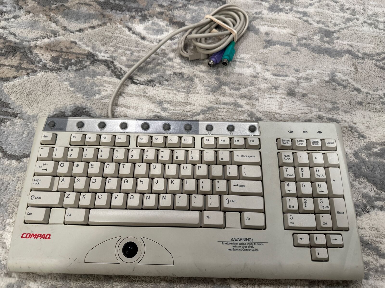 Vintage COMPAQ KB-9968 QWERTY Computer Keyboard With Trackball Used