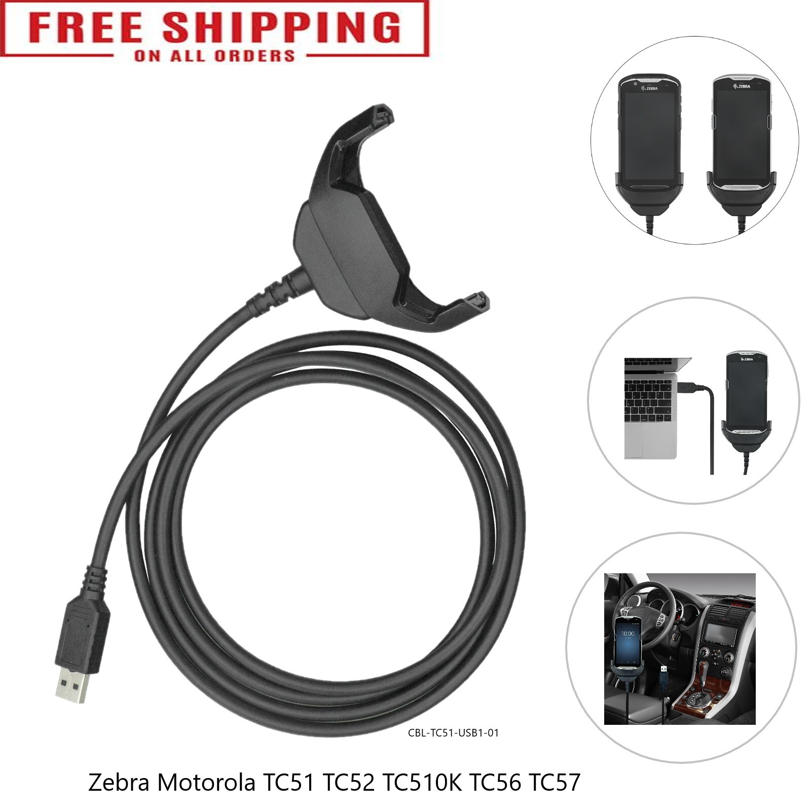 Zebra  TC51 TC52 TC510K TC56 TC57 USB CABLE- CBL-TC51-USB1-01