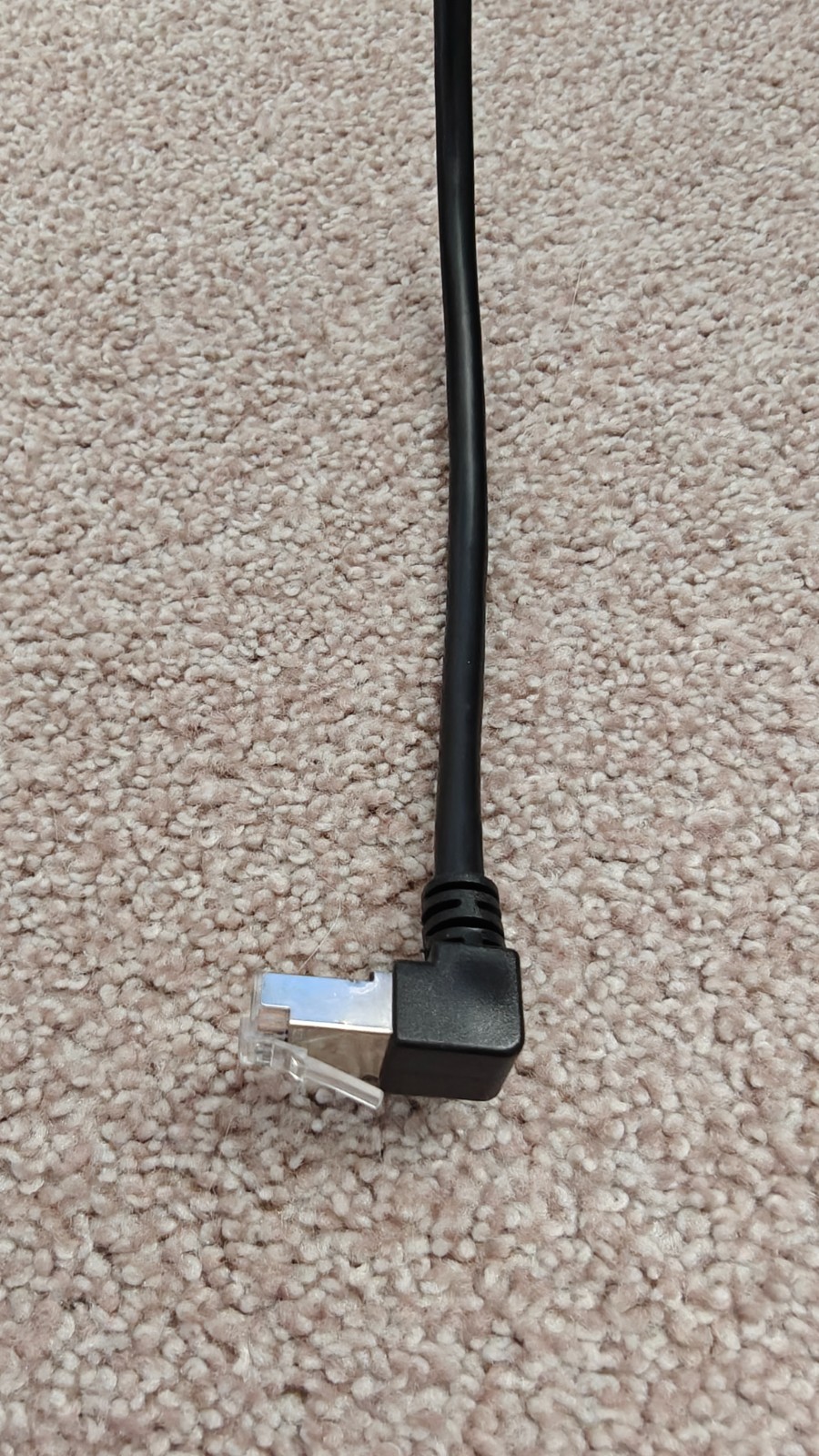 Black 90 Degree Cat6 Ethernet Cable Shielded 1.5ft Downward Right Angle RJ45 FTP