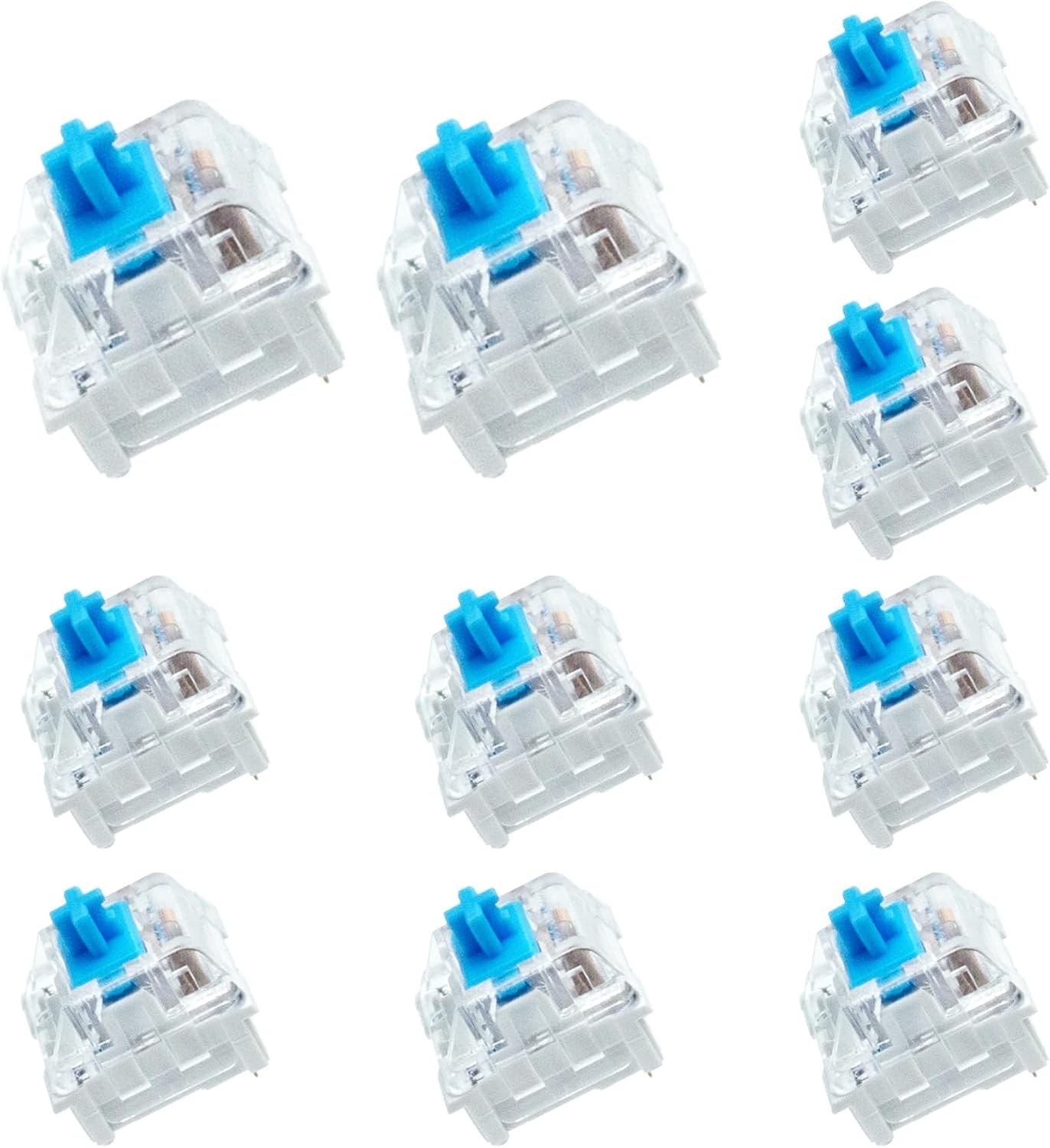 10 PCS Blue 3 Pin Mechanical Keyboard Switches Clicky Dustproof for Gaming