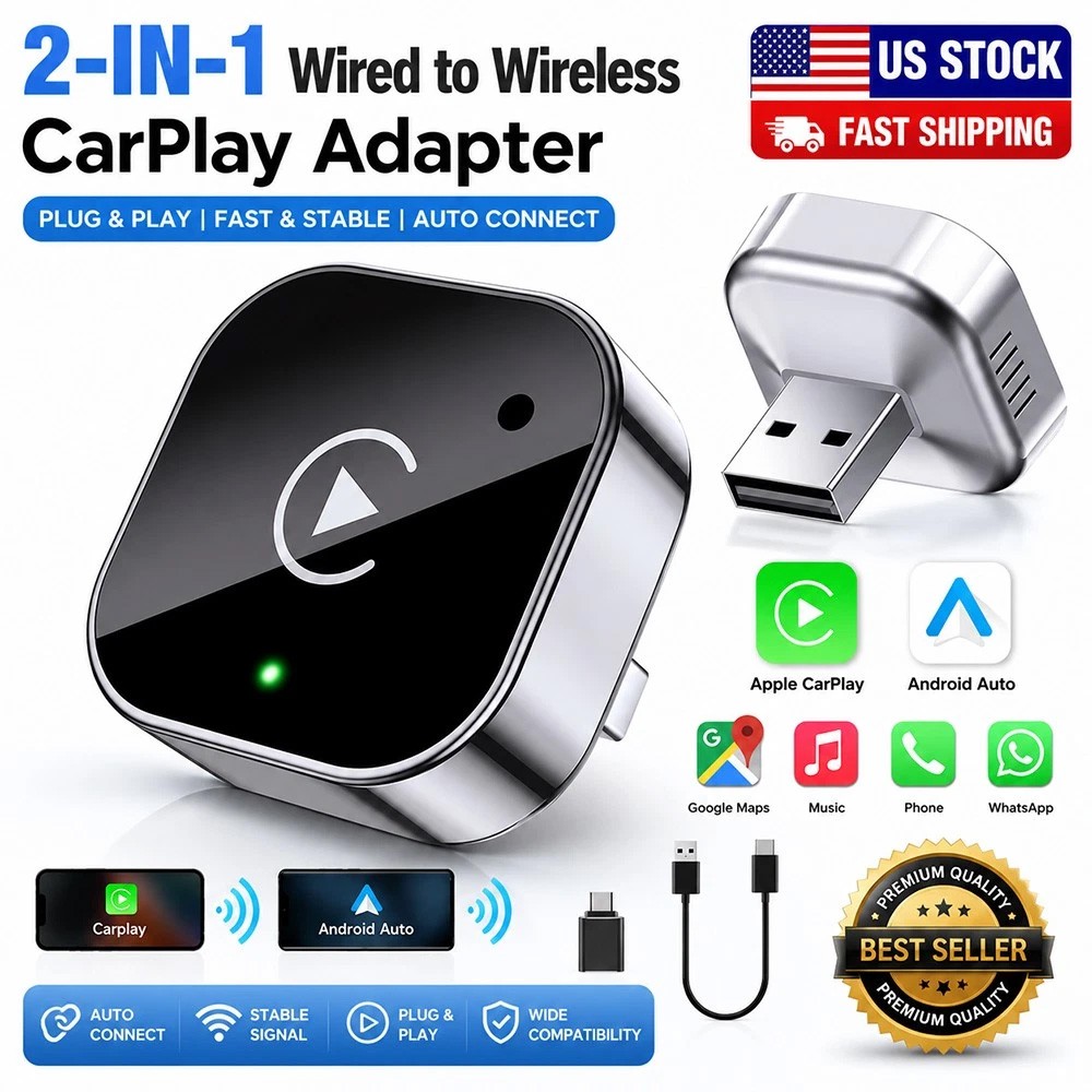 USB Wireless Carplay Adapter For iPhone Android Wireless Dongle Plug ＆ Play 2025