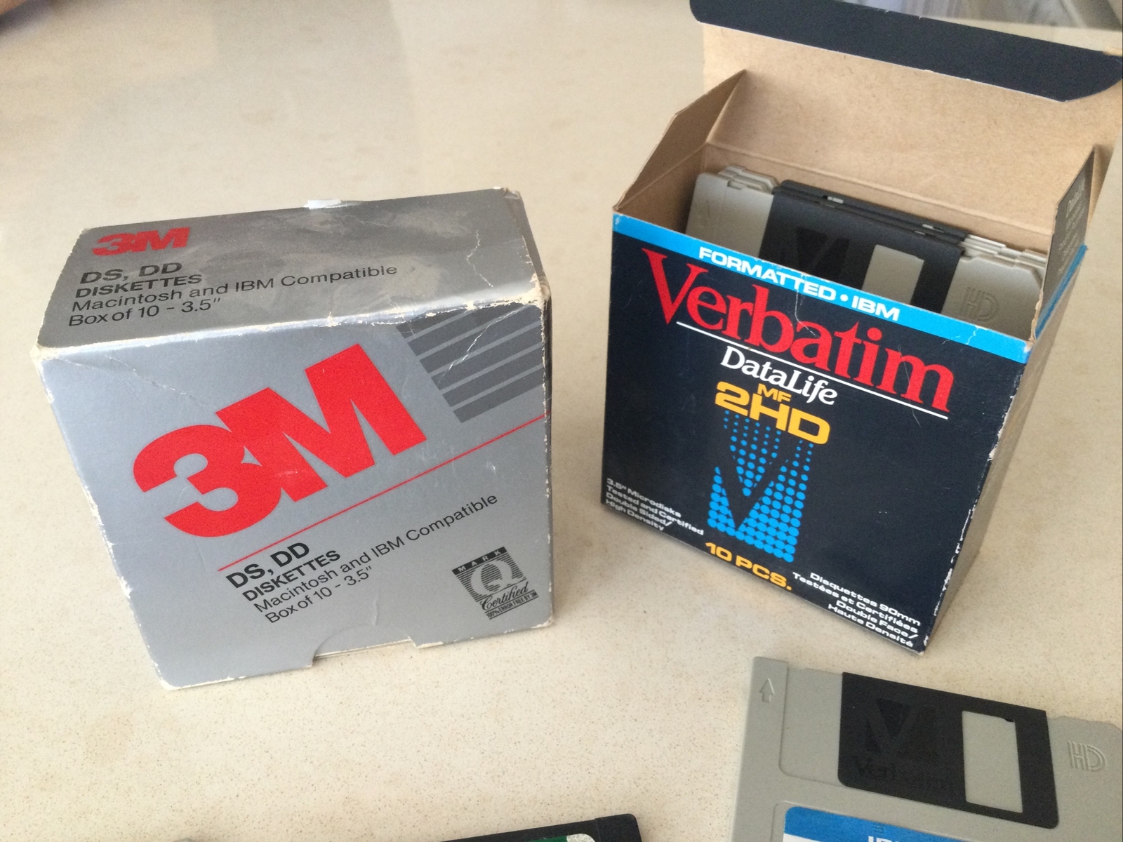 3M DS, DD Diskettes Macintosh & IBM Box Of 10 + Verbatim Data life MF2HD