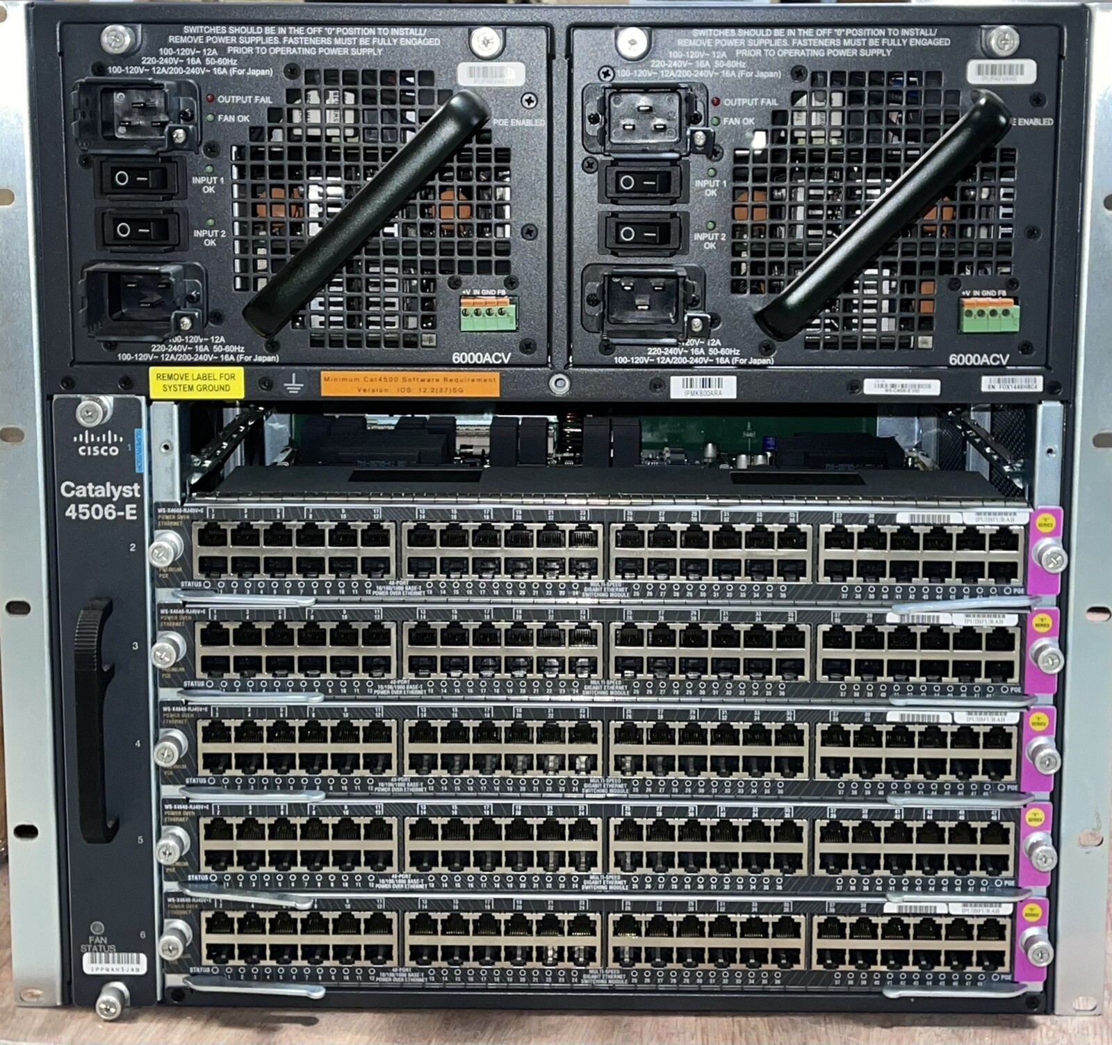 CISCO CATALYST WS-C4506-E  Rack-Mountable Switch  5 X  WS-X4648-RJ45V+E