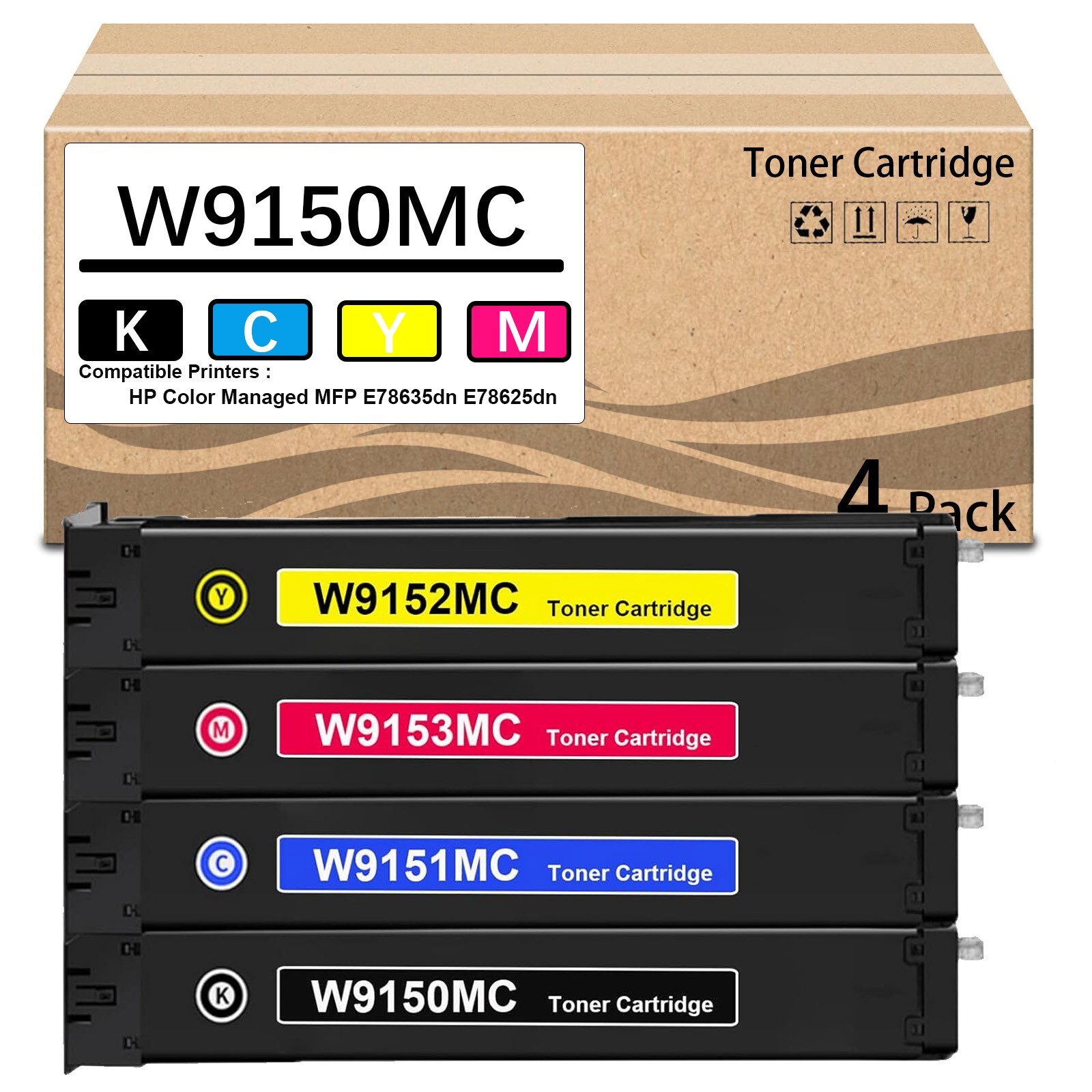 4 Pack W9150MC W9151MC W9152MC W9153MC Toner Cartridge for HP Color Managed MFP