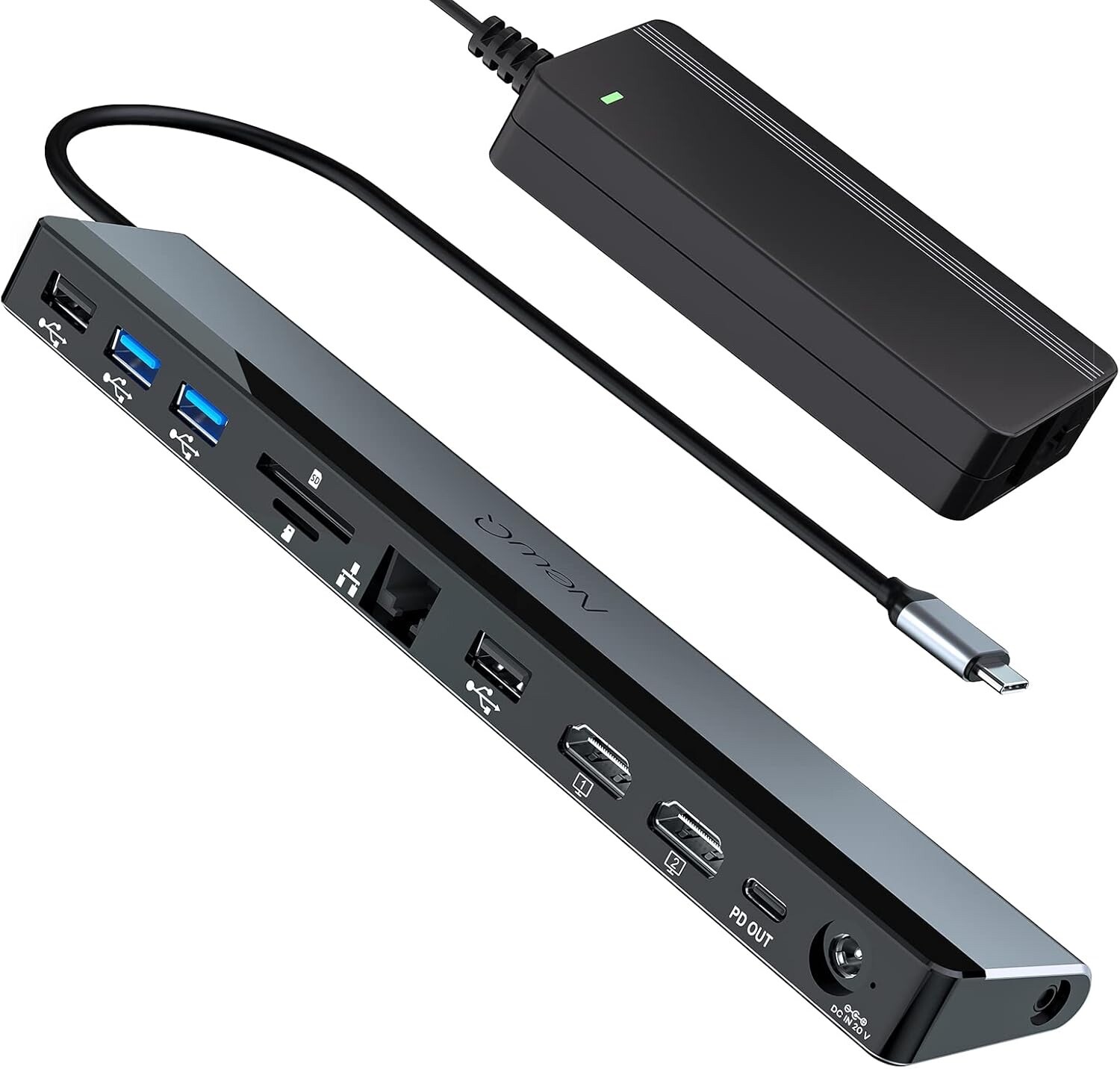 USB C Docking Station Dual Monitor with 96W Adapter: NewQ 12-in-1 Thunderbolt 3 