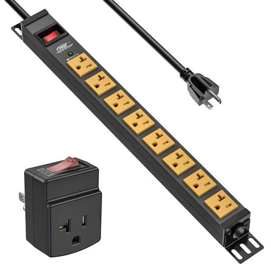 CRST 20A HEAVY DUTY Power Strip 8 Outlet 2100J Surge Protector 6FT Cord