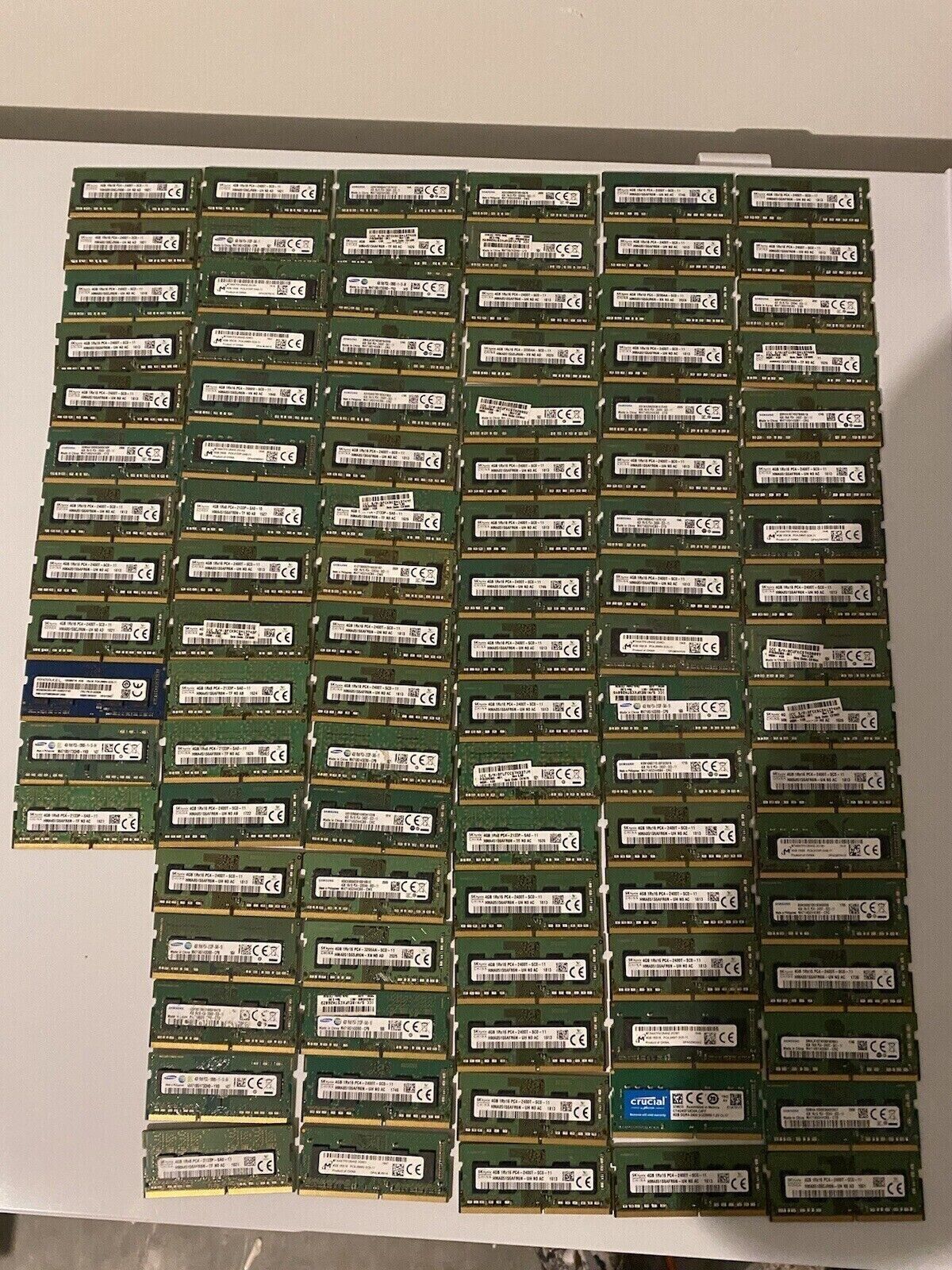 1 LOT of 100 X 4GB DDR4 Laptop RAM   PC4-2400T,PC4-3200AA,PC4-266V,PC4-2133P