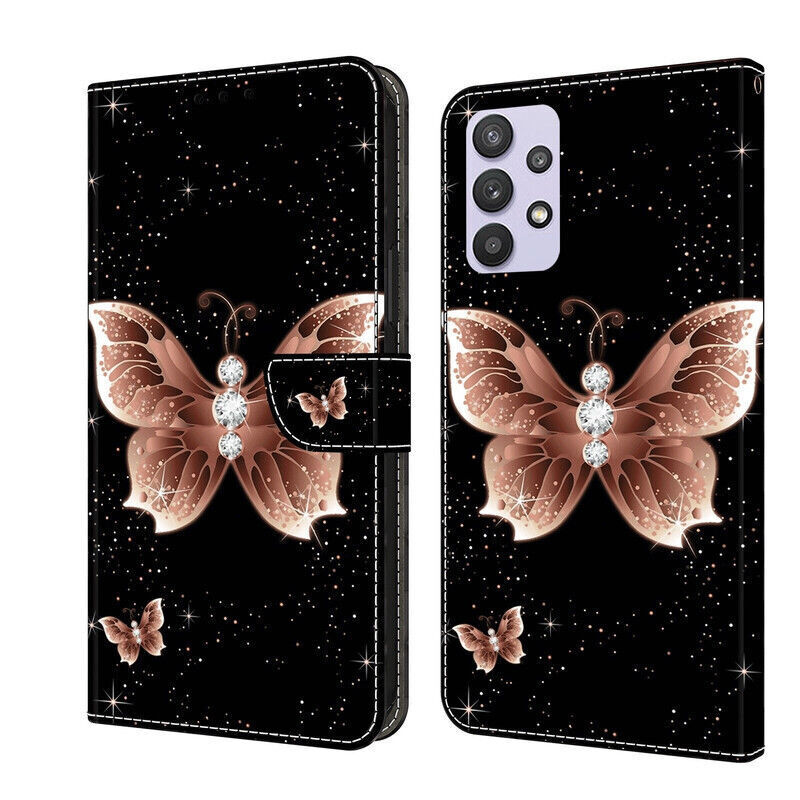 Butterfly Flower Card Wallet Cover Case For A55 A54 A53 A52 S6 Edge A17 A56