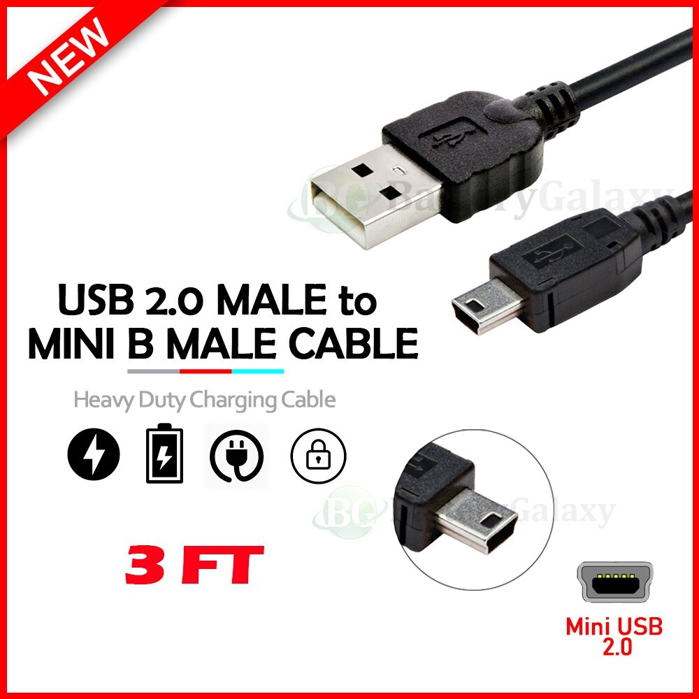 3ft USB 2.0 A-Type Male to Mini-B 5-Pin Male Shielded Digital Camera Cable