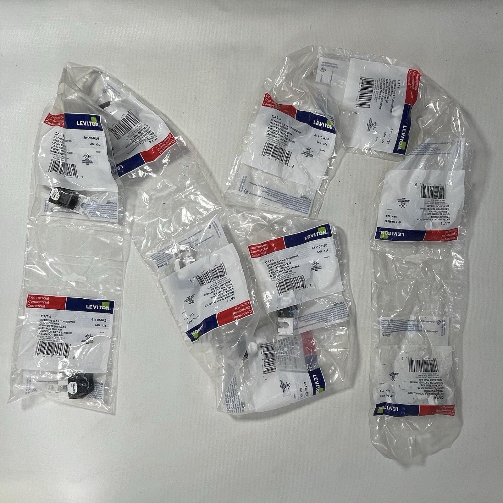 Leviton 61110-RE6 eXtreme Cat 6 QuickPort Jack, Black - 10 PACK - New