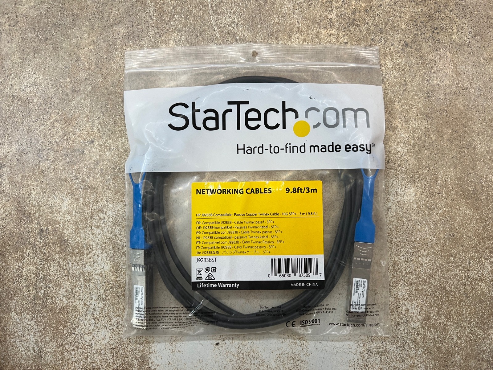 StarTech J9283BST Twinaxial 1.25 GB/s 10ft SFP+ Network - Black Network Cable