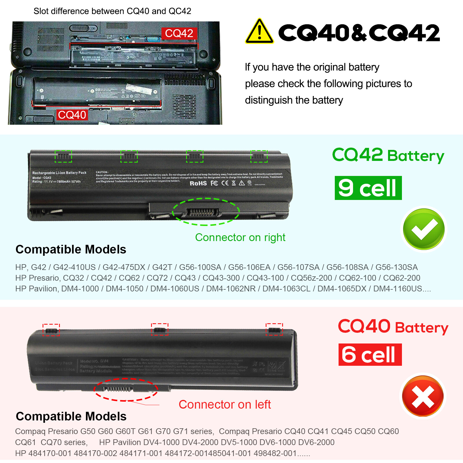 ✅LOT Battery For HP Pavilion MU06 MU09 G4 G6 G7 G62 CQ32 CQ42 CQ56 7800mAh 9Cell