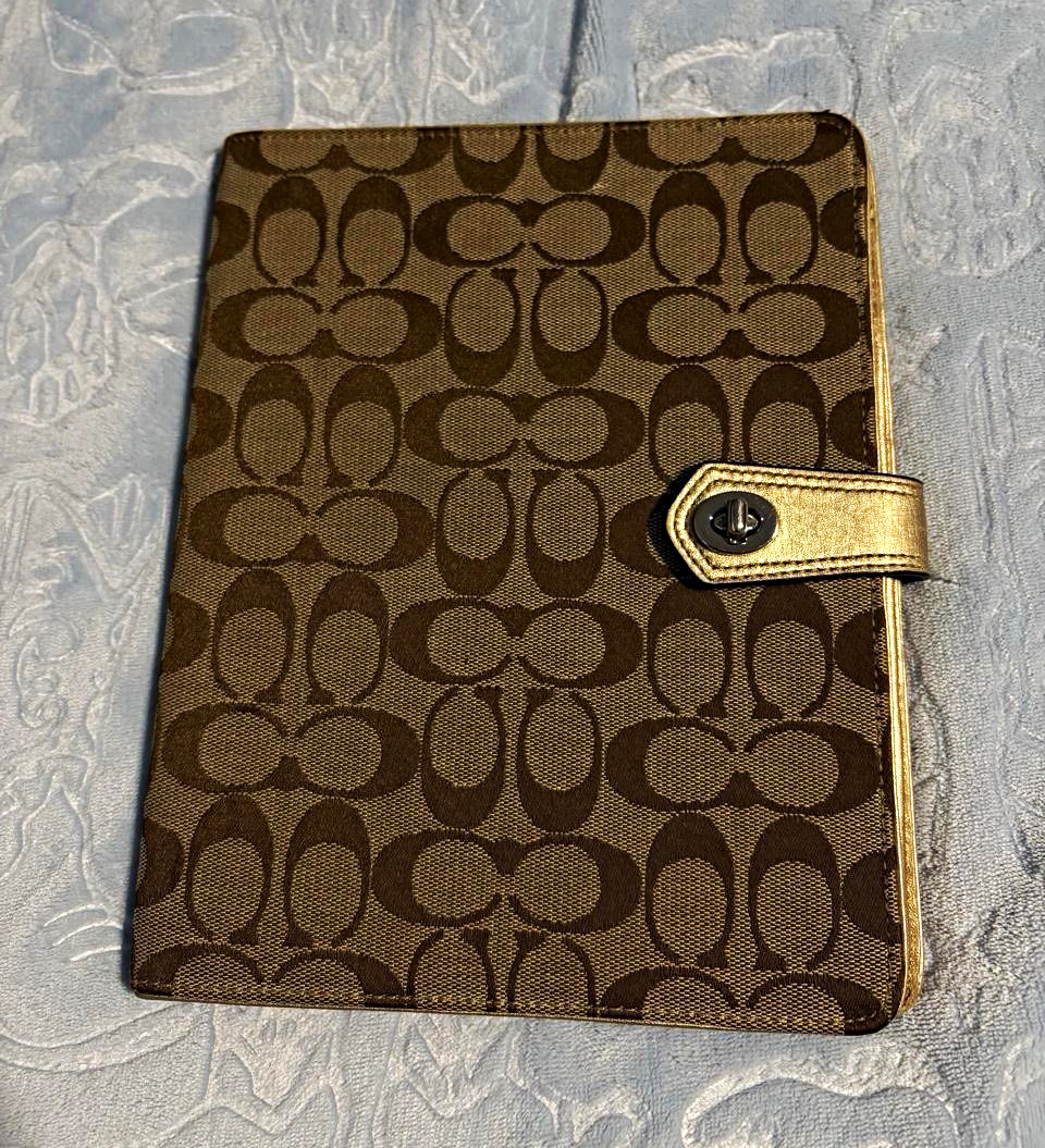 Vintage Coach Signature Canvas Folding Folio Tablet Case Brown Beige Pink