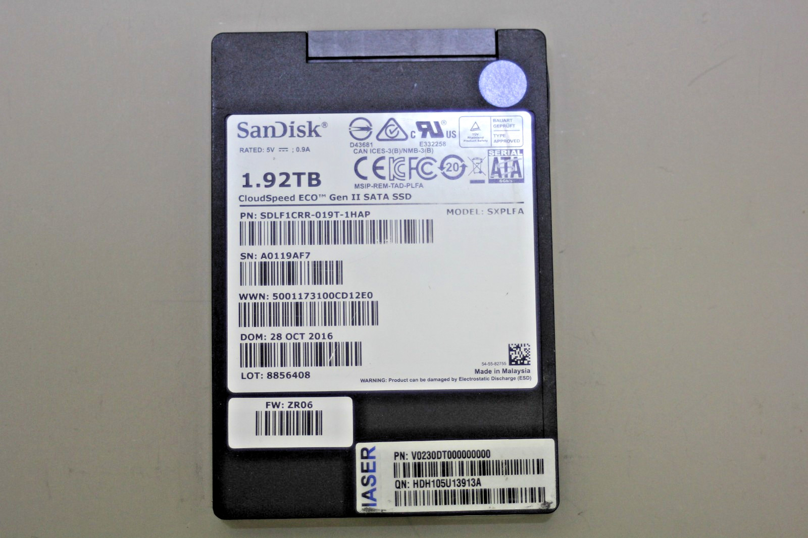 SanDisk CloudSpeed ECO 1.92TB 2.5" SATA SSD SDLF1CRR-019T-1HA1 (90-99% health)