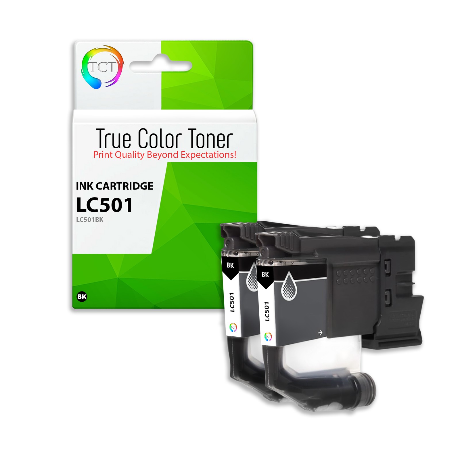 TCT Compatible Black Ink Cartridge Replacement for Brother LC501 Series – 2-Pack