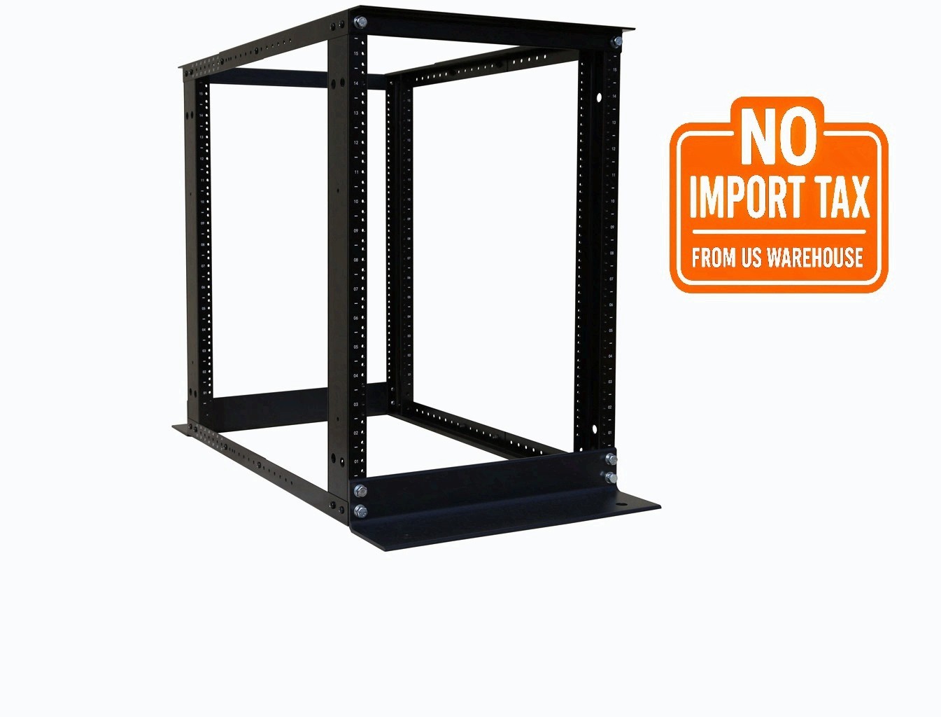 15U Rack 4 Post Server Rack Open Frame Server Rack Enclosure 19" Depth of 22-34"