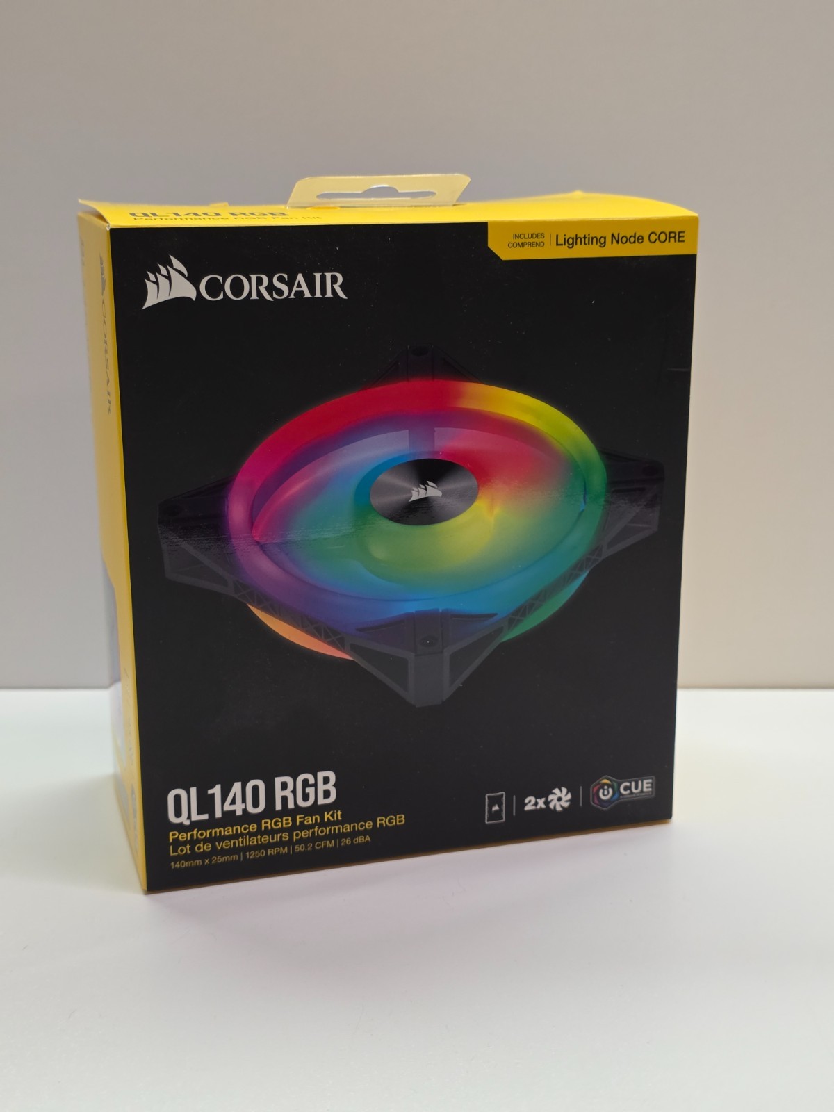 Corsair QL140 Performance RGB Fan Kit (2x Fan + Lightning Node Core) Original Box