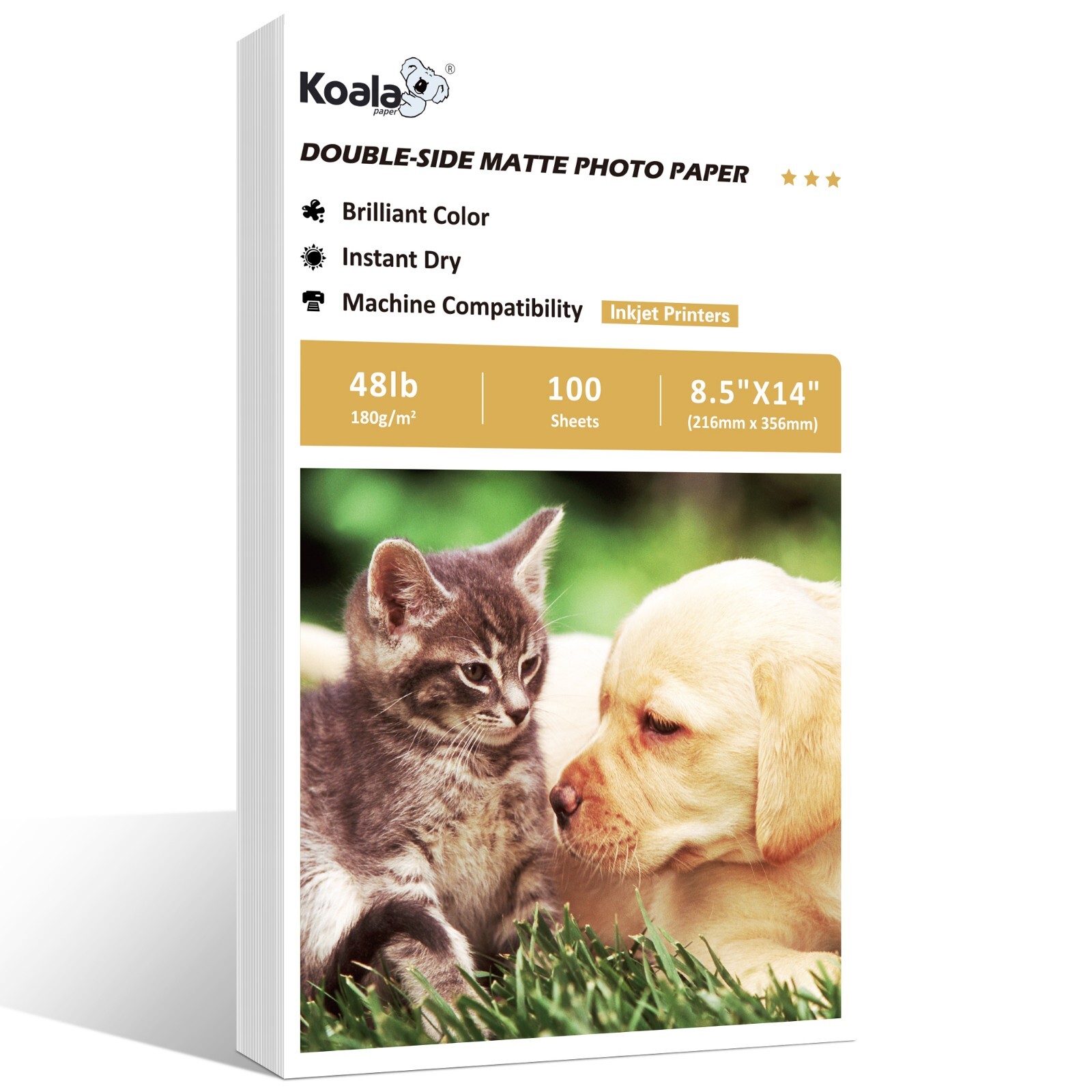 Koala Double Sided Matte Inkjet Photo Paper 48lb 100 Ct 8.5x14 Legal Size 180gsm