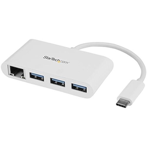 StarTech HB30C3A1GEA 3 Port USB 3.0 Hub w/ GbE - USB-C - White