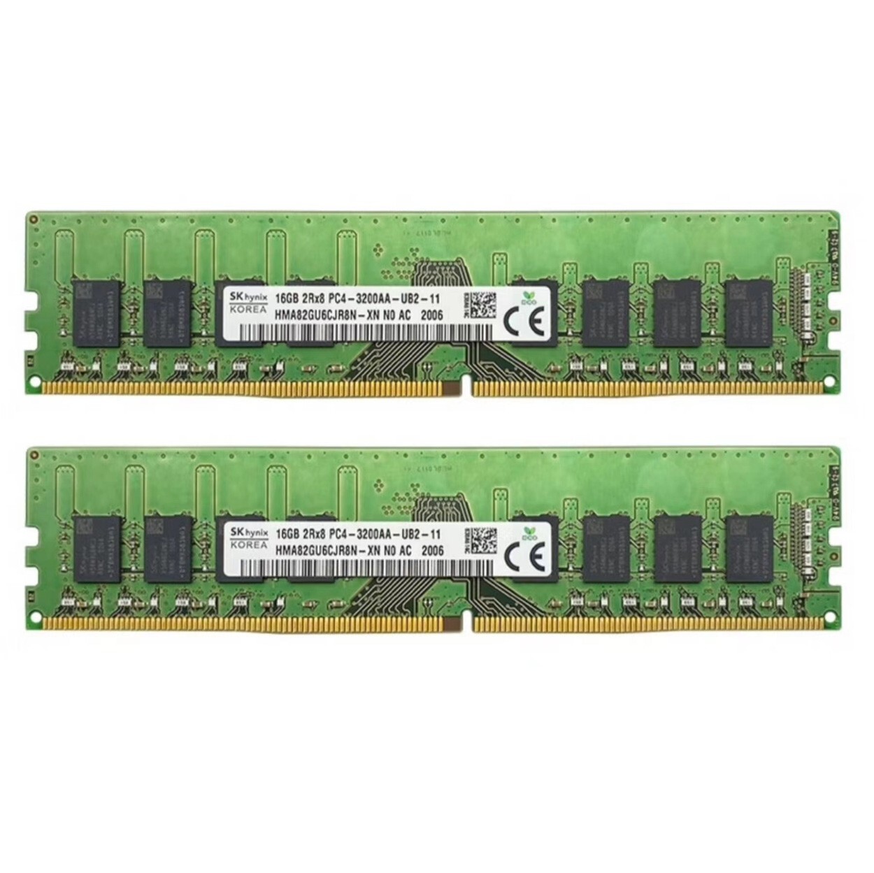 Hynix 32GB (2X16GB) DDR4 3200MHz PC4-25600 2RX8 UDIMM Memory Ram HMA82GU6CJR8N