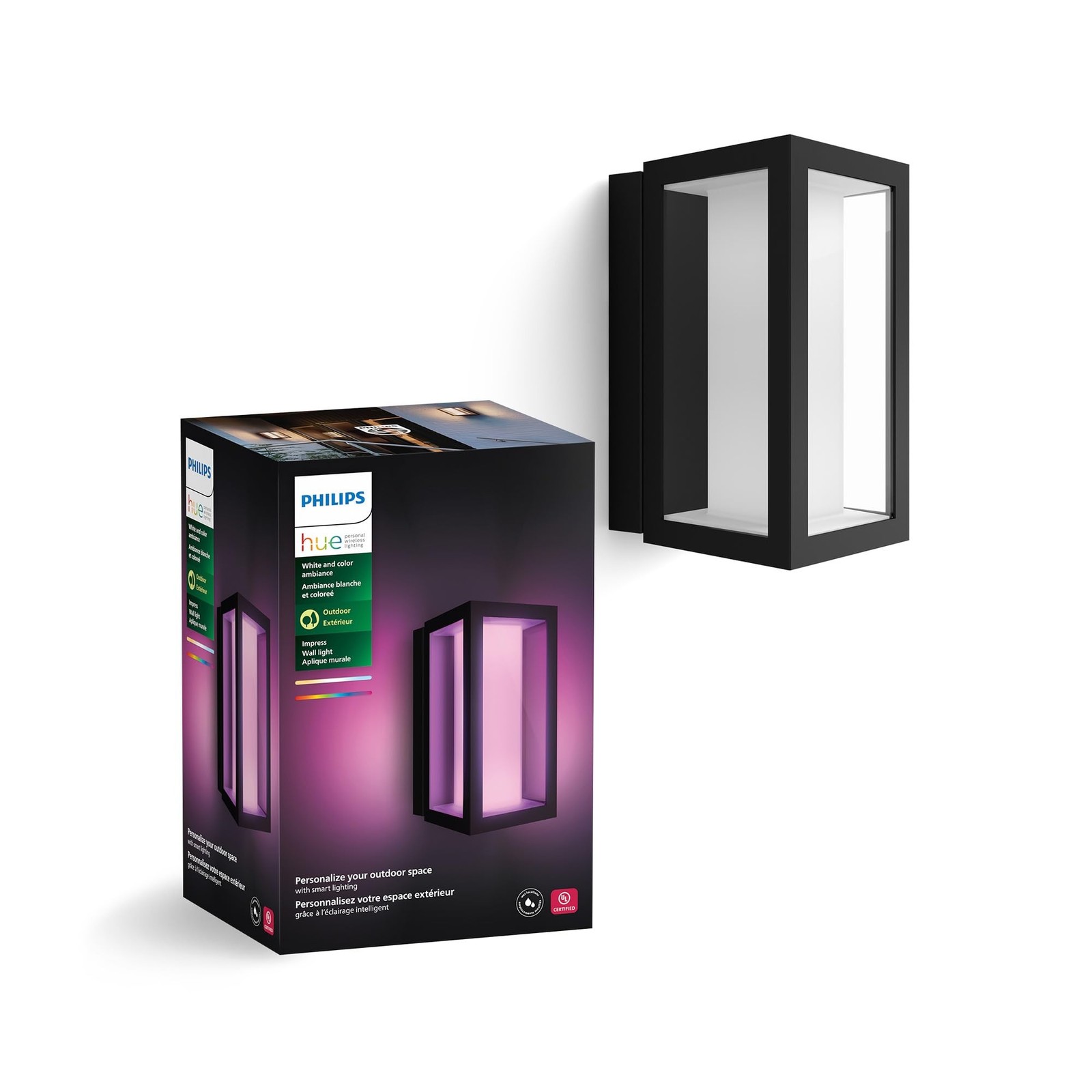 Philips Hue Impress Outdoor Wall Light (Hardwired), (6.1 x 9.4 in), 1 Pack, W...