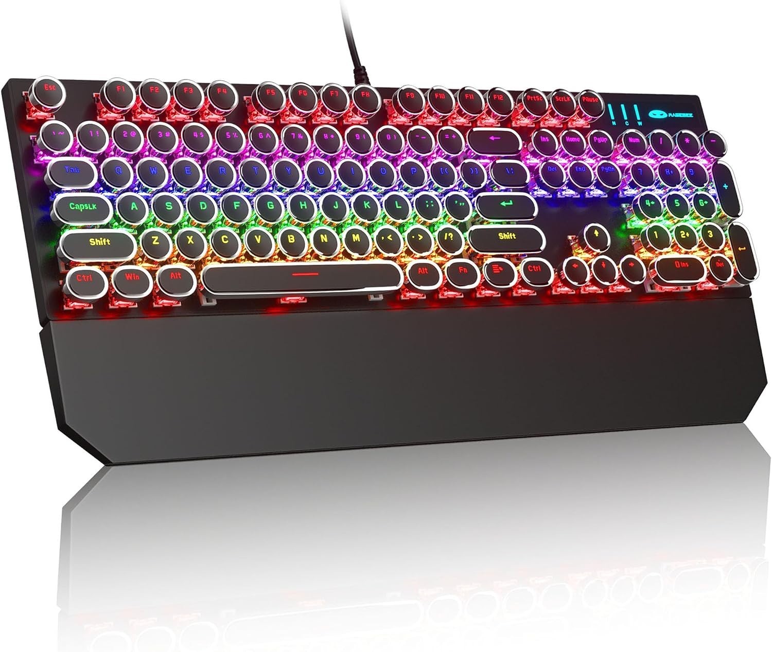 Magegee MK-STORM Typewriter Style Mechanical Gaming Keyboard Black Retro 