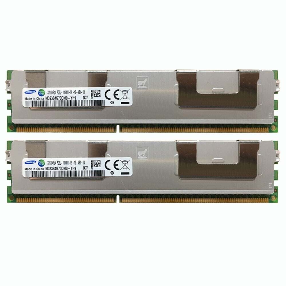 For 2x 32GB Samsung 4Rx4 PC3L-10600R DDR3L 1333Mhz DIMM ECC SERVER Memory RAM