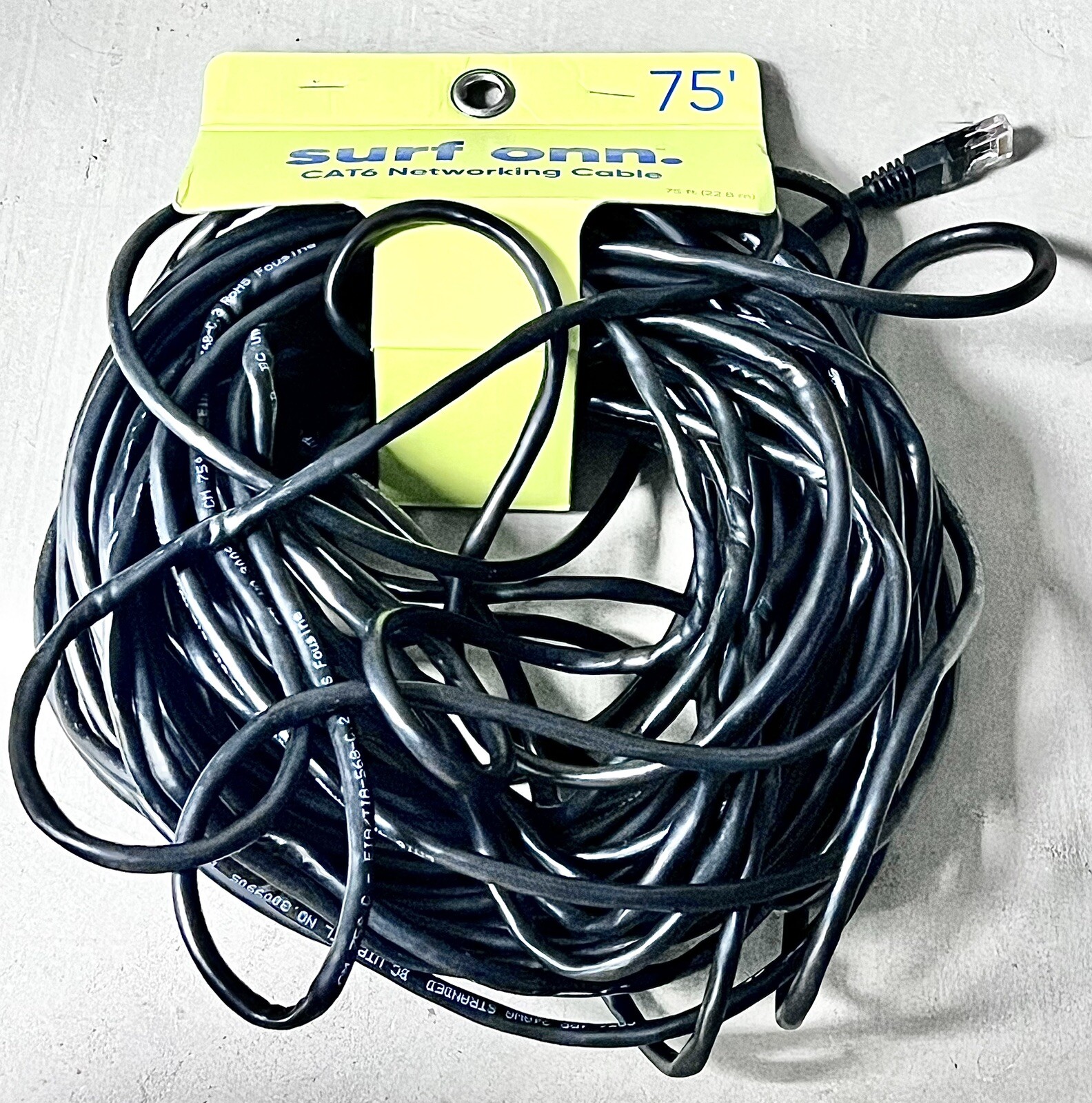 SURF ONN  CAT6 NETWORKING CABLE 75 FT Ethernet / New Shelf Pull Due to Packaging