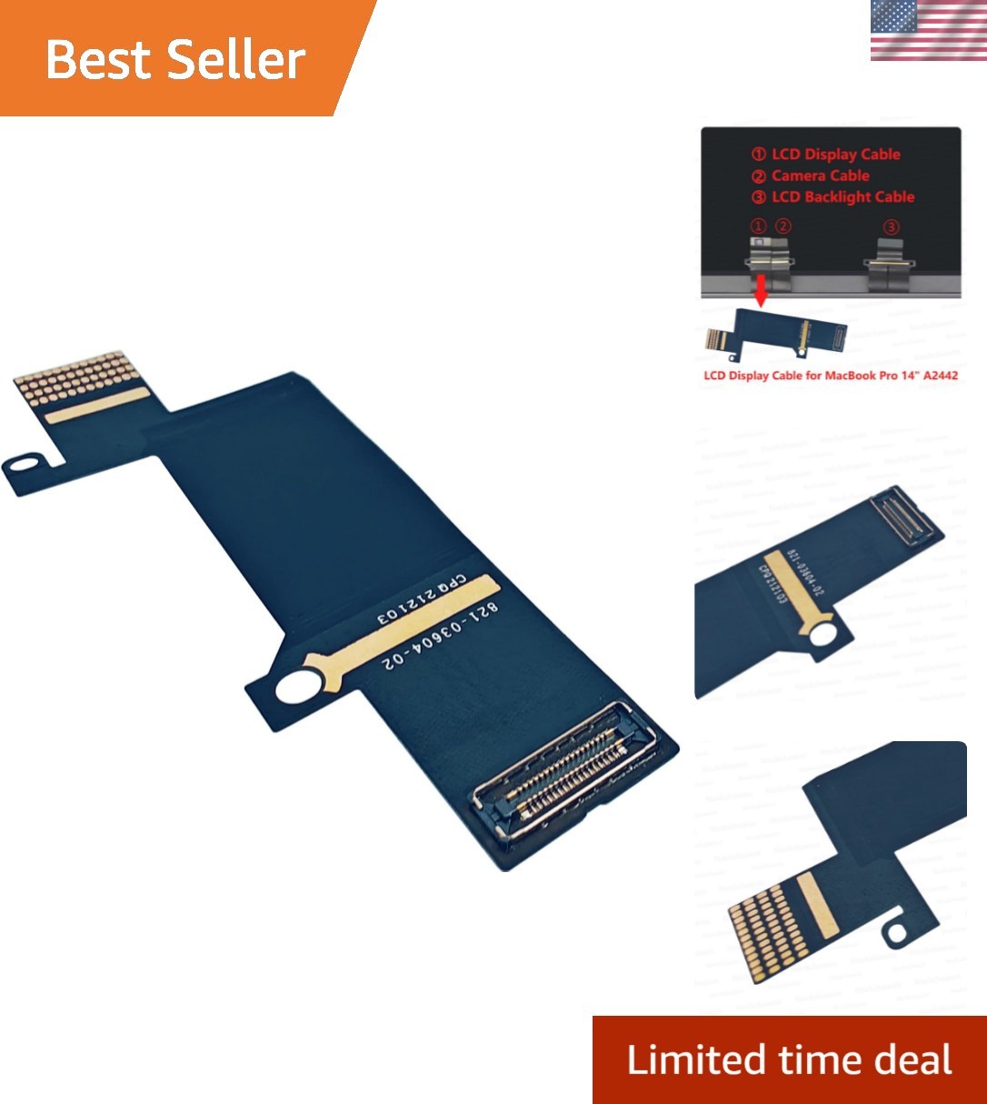 LCD Display eDP Lvds Flex Cable 821-03604-A Replacement for MacBook Pro 14" R...