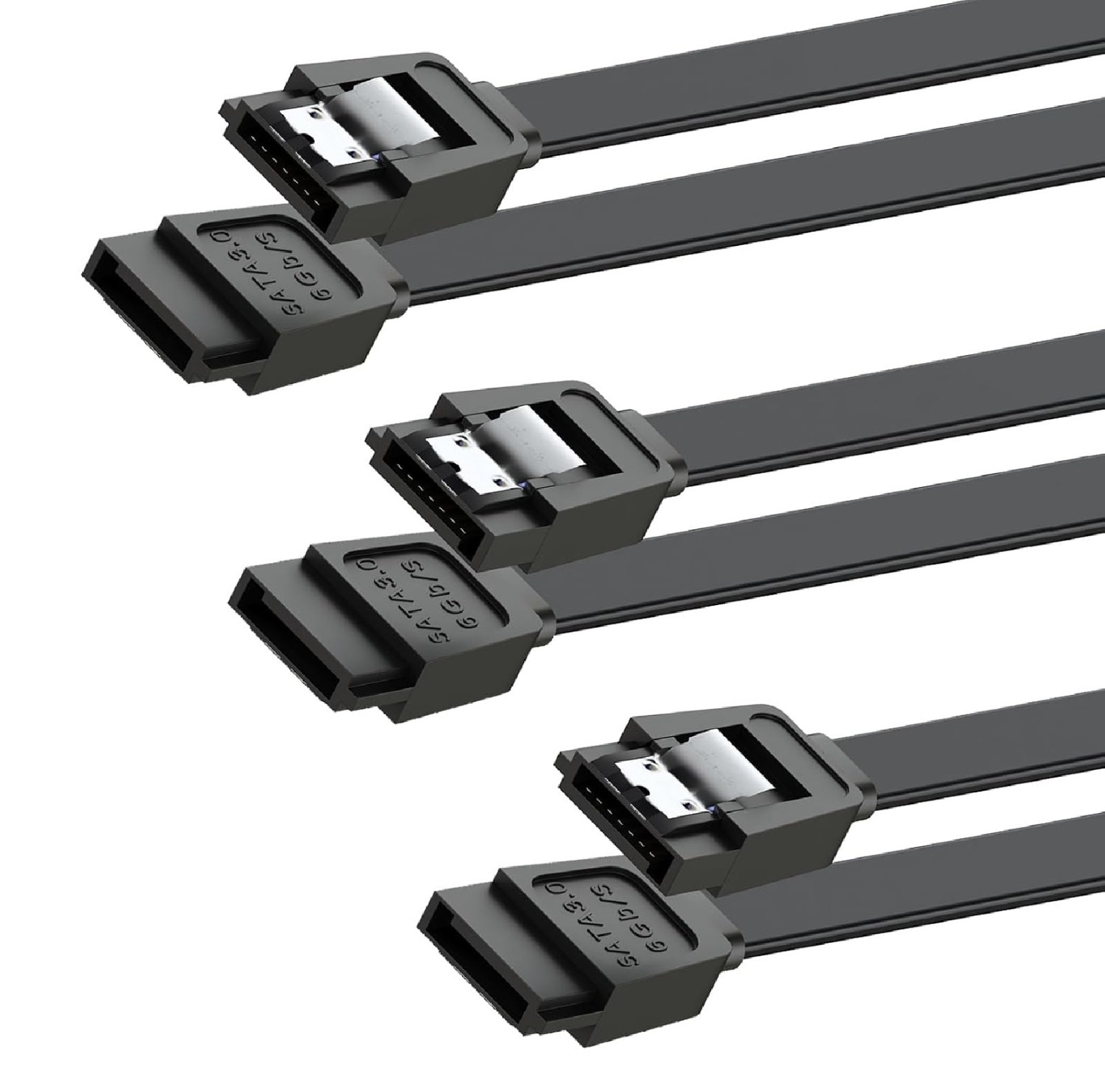 SATA Cable III for SSD HDD Data 3 PCS 6Gbps 15 Inch (Black) 
